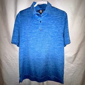 FootJoy Polo Shirt Mens Medium Blue Collared Short Sleeve Athletic Fit Golf